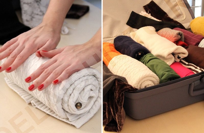 Как правильно складывать свитера в чемодане