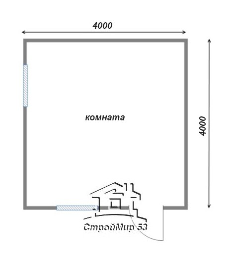 Планировка дома из бруса из одной комнаты