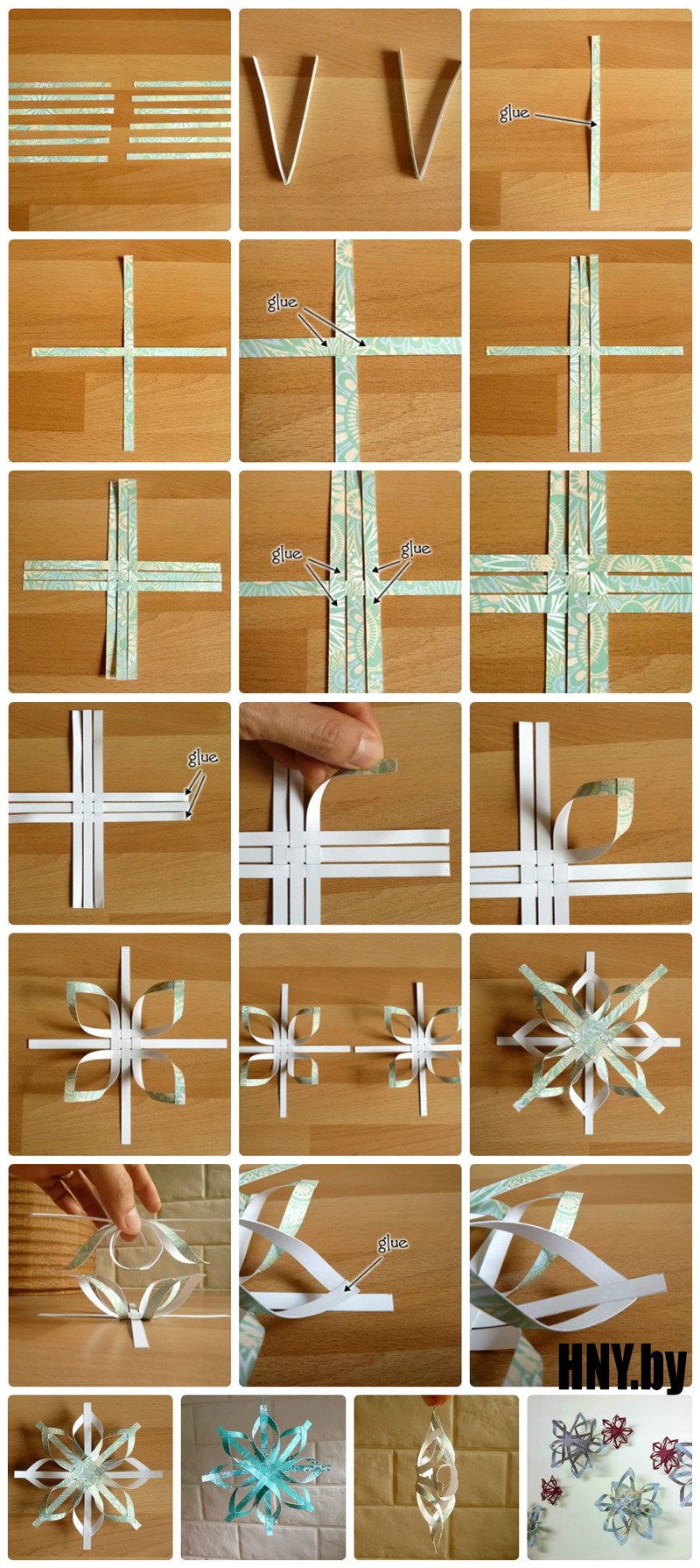 Украшаем елку бумажными игрушками: МК объемной снежинки из бумажных полосок