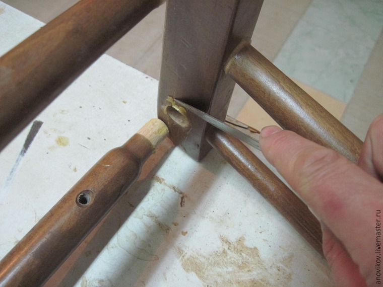 Ремонт стула с круглыми проножками с усилением. Часть 1: подготовительные работы и первое склеивание, фото № 11