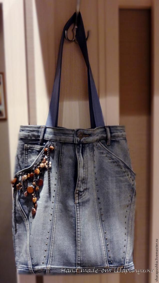 Новая жизнь старым вещам: сумка из джинсовой юбки., фото № 17