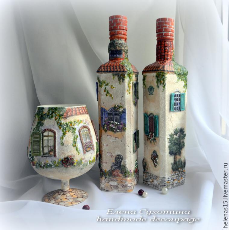 Мой прованский городок. Бутылки-светильники, фото № 43