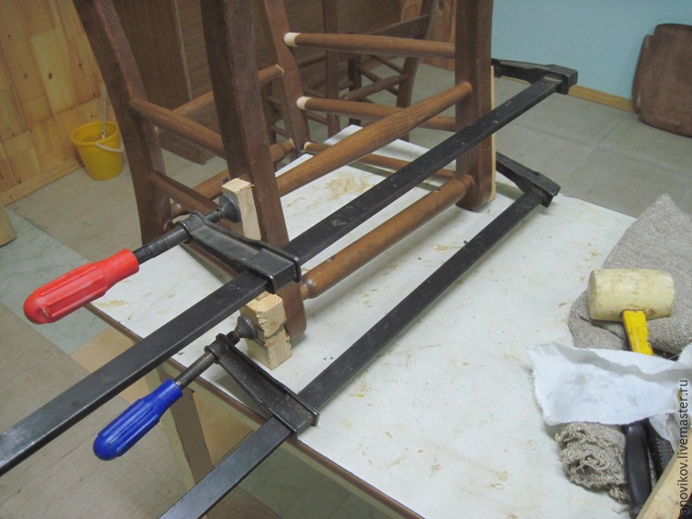 Ремонт стула с круглыми проножками с усилением. Часть 1: подготовительные работы и первое склеивание, фото № 22