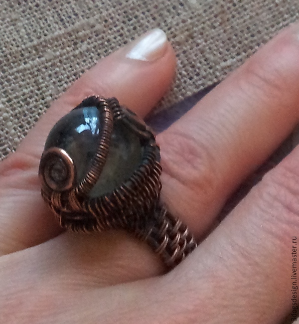 «Бюджетный брульянт», или Делаем кольцо со стеклянным шариком из медной проволоки, фото № 1