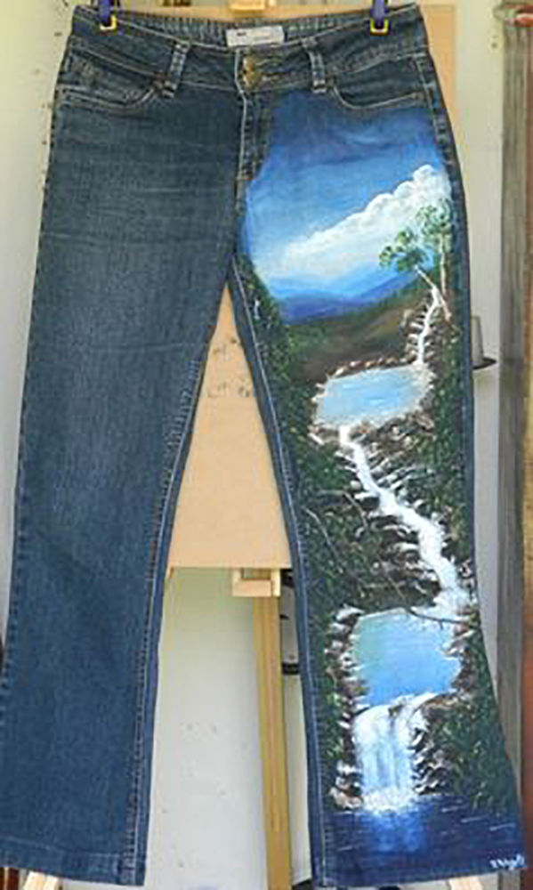 Разнообразный декор джинсов: вышивка, роспись, кружево, фото № 36
