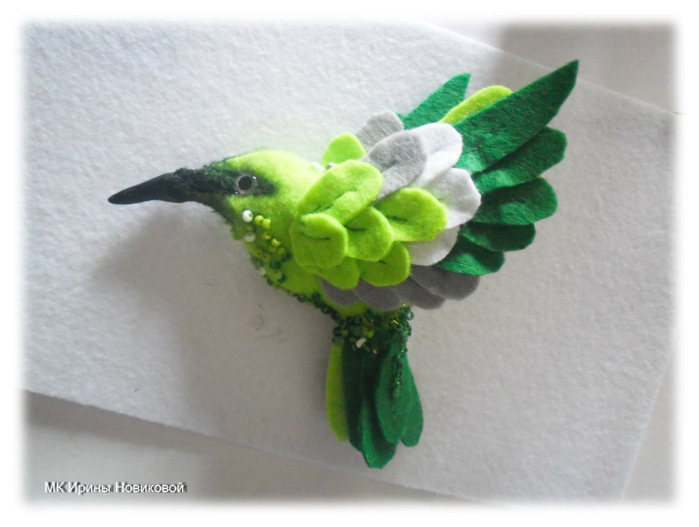 Шьем птичку-брошь из фетра и украшаем ее пайетками и бисером, фото № 31