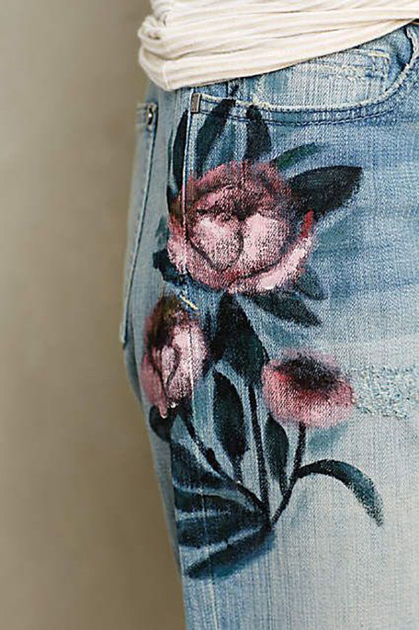 Разнообразный декор джинсов: вышивка, роспись, кружево, фото № 40