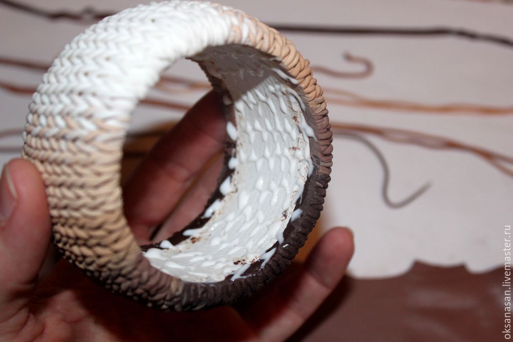 Мастерим браслет из полимерной глины с имитацией вязания, фото № 11