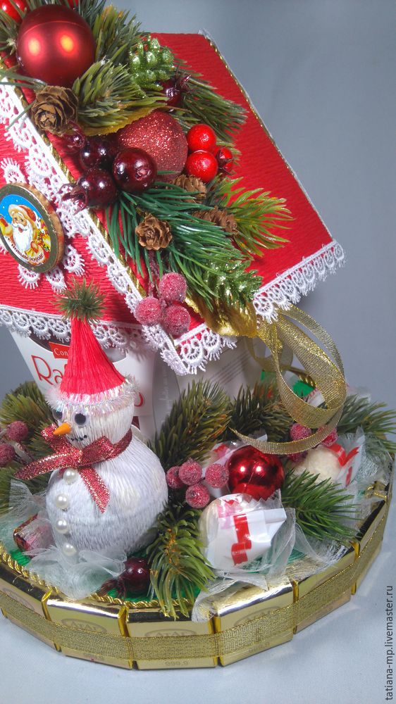 Новогодний домик Деда Мороза из коробки конфет: мастер-класс, фото № 46