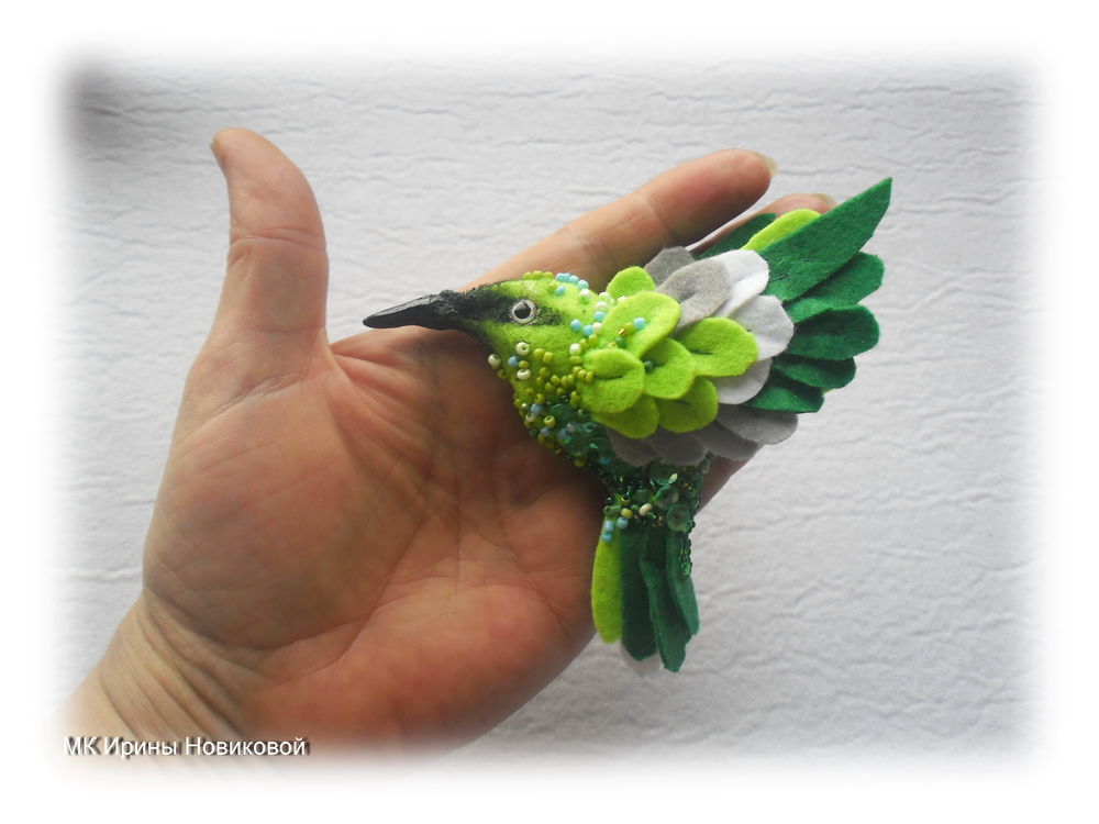 Шьем птичку-брошь из фетра и украшаем ее пайетками и бисером, фото № 37