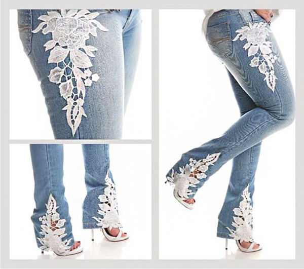 Разнообразный декор джинсов: вышивка, роспись, кружево, фото № 30