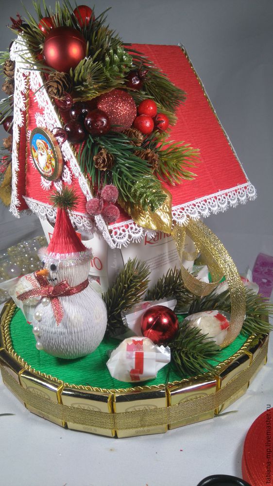 Новогодний домик Деда Мороза из коробки конфет: мастер-класс, фото № 44