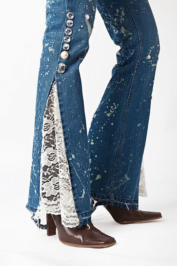 Разнообразный декор джинсов: вышивка, роспись, кружево, фото № 33