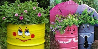 Клумбы из железных бочек Клумбы из железных бочек