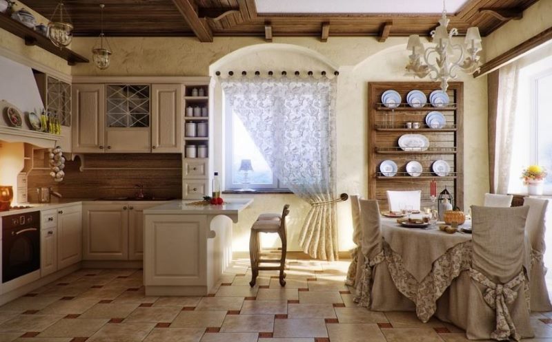 Интерьер кухни-столовой в стиле прованс