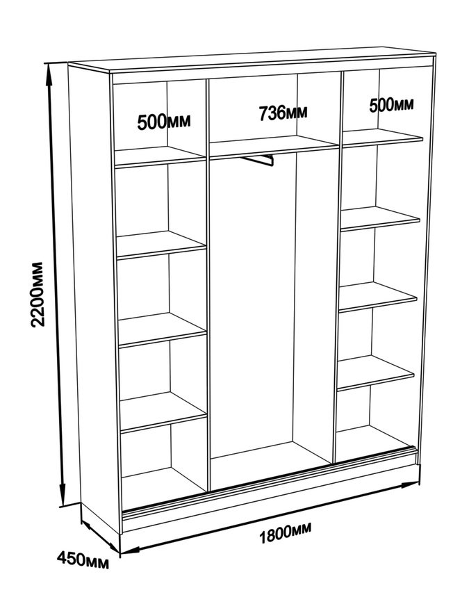 Схема углового шкафа с полками