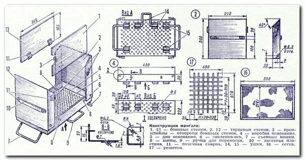 Схема мангала-чемодана
