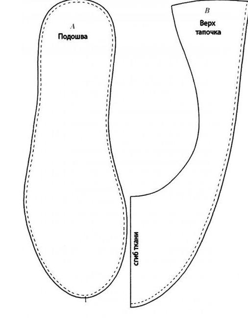 выкройка закрытых тапок