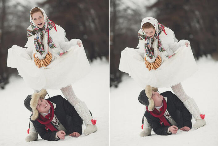 свадьба в русском стиле зимой