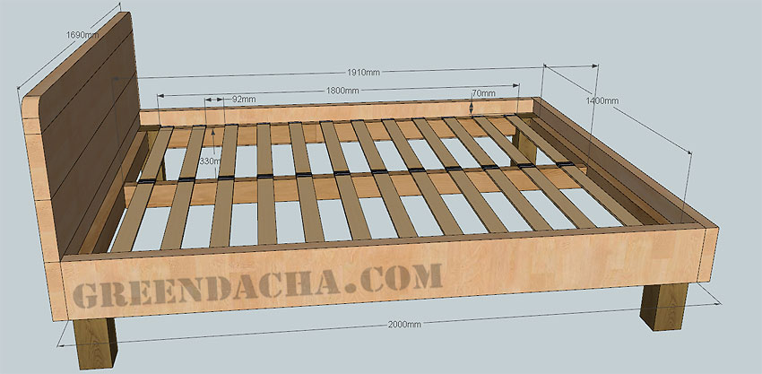 Схема кровати с размерами.