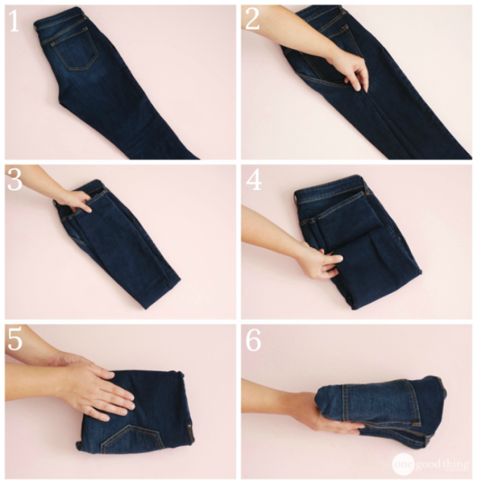 Как сложить вещи: брюки и джинсы