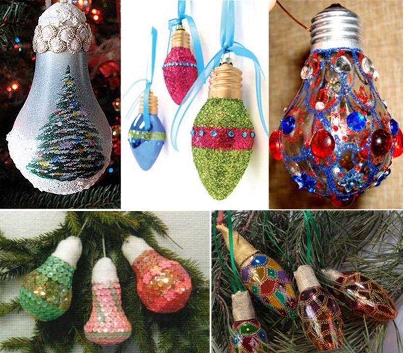 Идеи декора новогоднних шаров из лампочек, пример 6