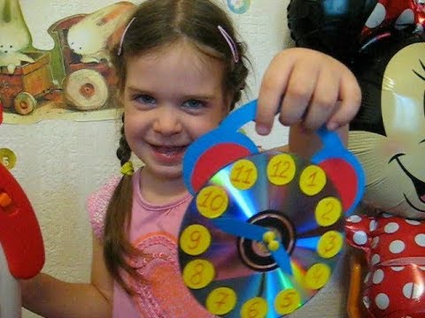Часы будильник из CD диска своими руками. DIY Изучаем время. Простые поделки в детский сад и школу