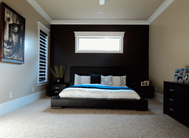 Современный дизайн спальни с кроватью-платформой. Фото 6