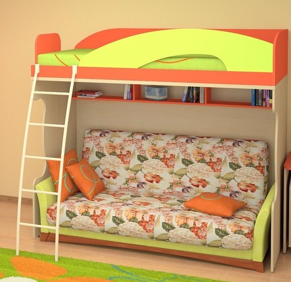 Двухъярусная кровать с диваном размеры