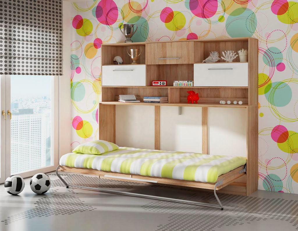 Фото трансформируемой шкаф кровати в интере комнаты мальчика подростка