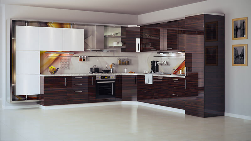 Фото акриловой кухни с текстурой дерева