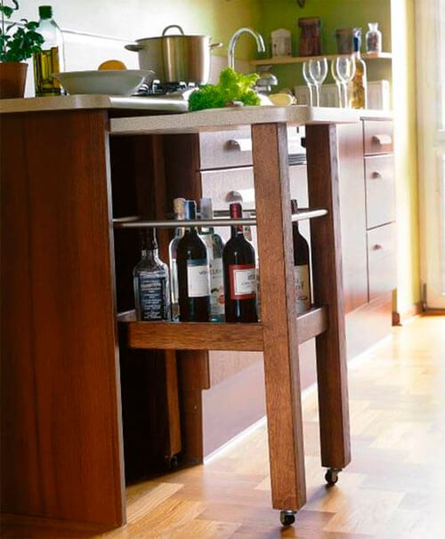 Выдвижная барнрая стойка встроенная в кухонный гарнитур