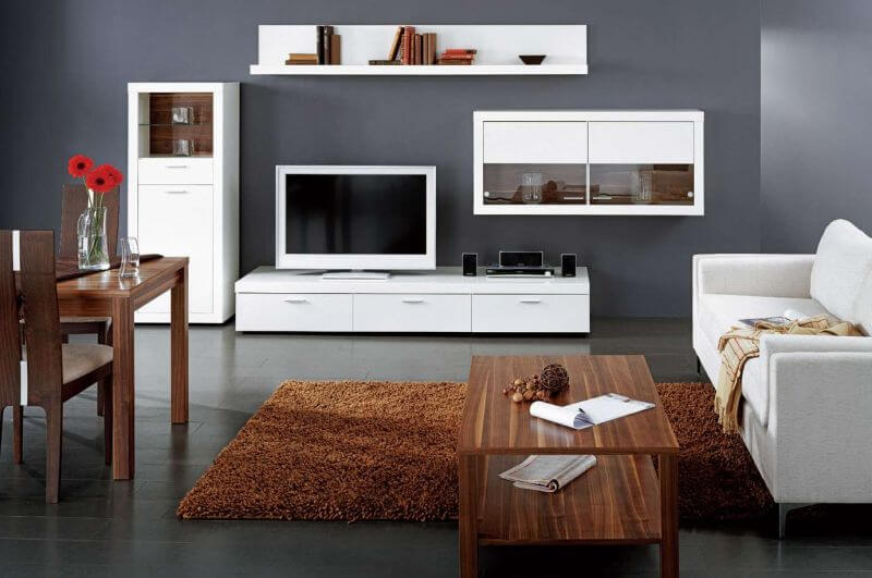 Мебель для гостиной с навесными шкафами