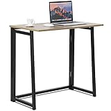 Tangkula Small Foldable Computer Desk, Home Office Laptop Table Writing Desk, Compact Study Reading Table for Small Space, No Assembly Folding Desk (Natural)