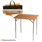 Beckworth & Co. SmartFlip Bamboo Portable Outdoor Picnic Folding Table with Adjustable Height & Carry Bag - Standard