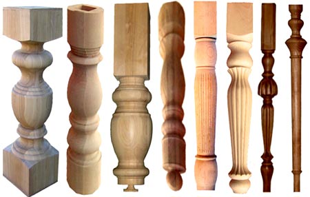 Разные точеные деревянные мебельные ножки