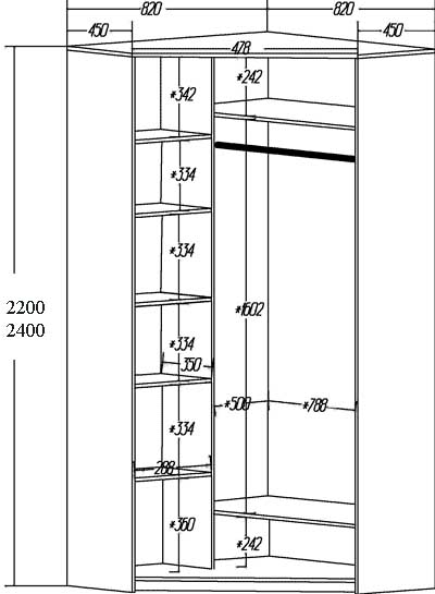 Угловой распашной шкаф