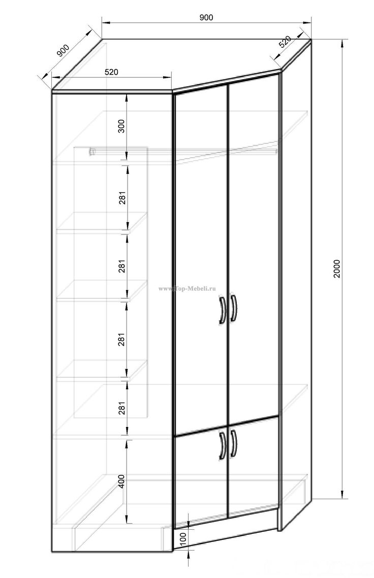 Планировка шкафа с распашными дверями
