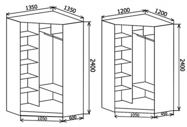 Варианты углового шкафа