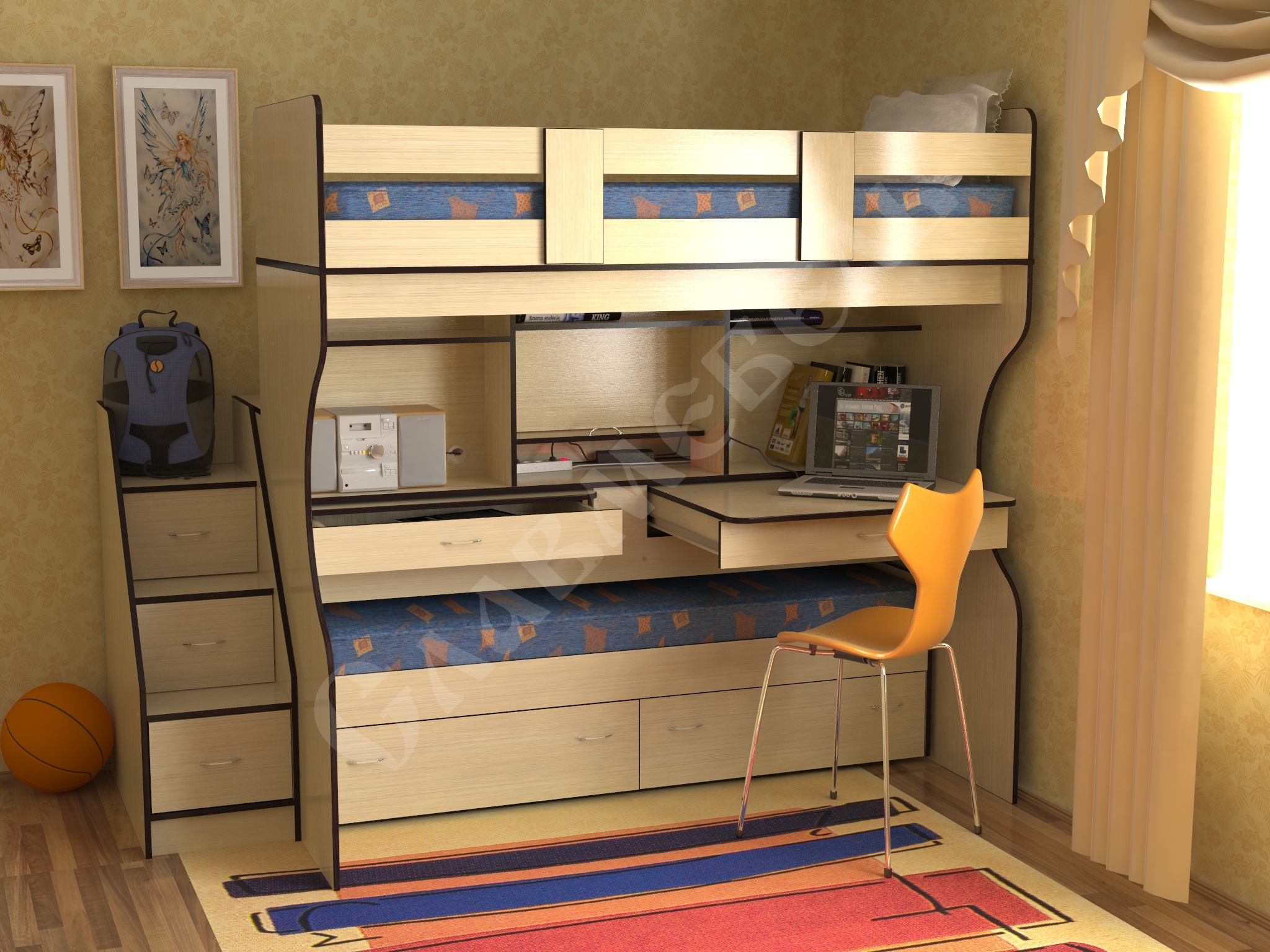 Мебель для детской комнаты рассчитанная на двух детей