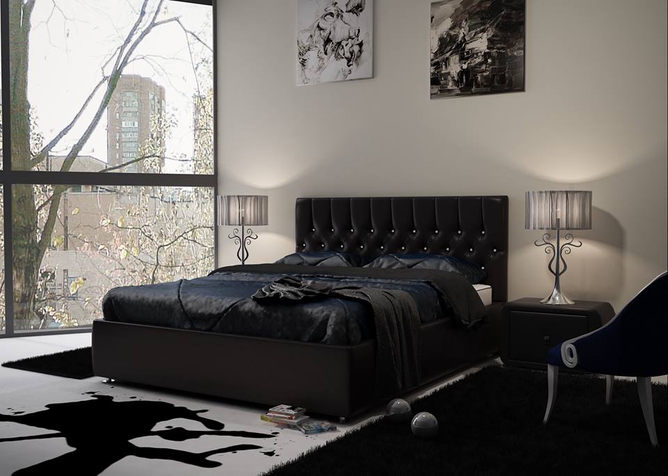 Красивые кровати двуспальные черного цвета