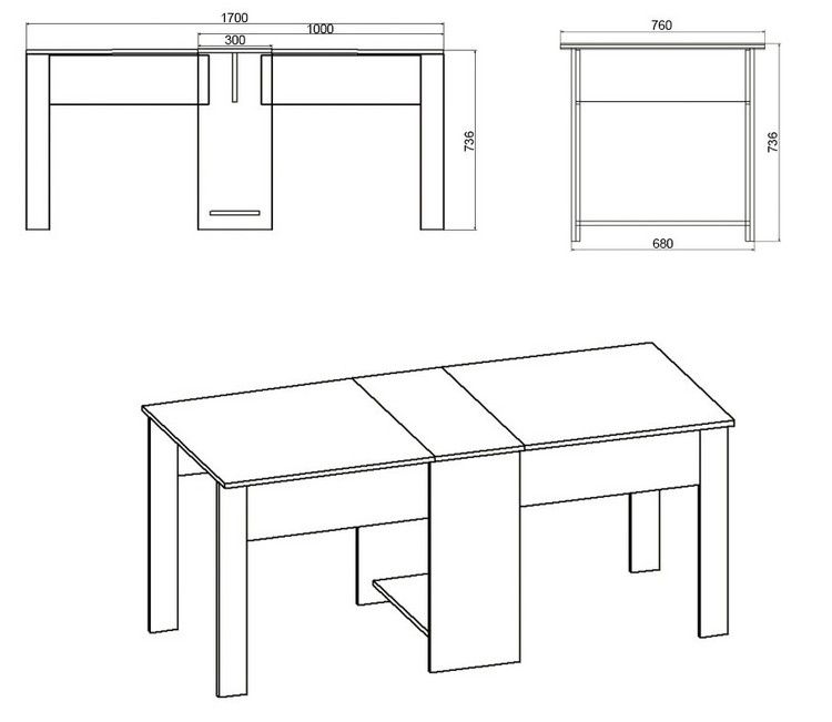 Размеры столов-книжек разных моделей, рекомендации по выбору