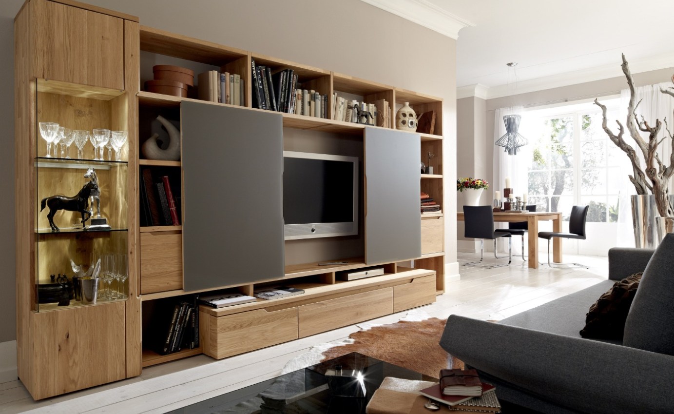 Шкаф в гостиную в современном стиле для одежды без телевизора
