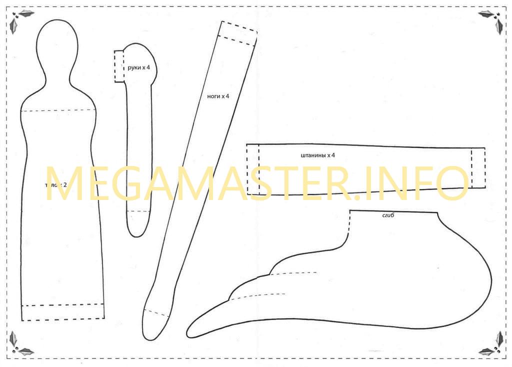 Выкройка куклы Тильды