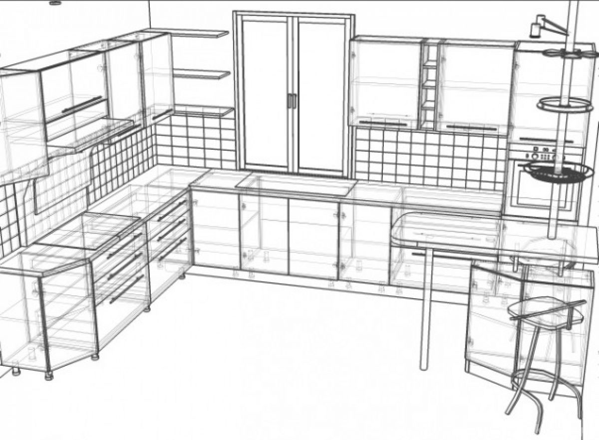 Чертеж мебели для кухни