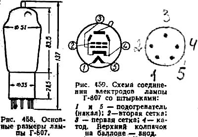 Цоколевка лампы Г-807, расположение выводов