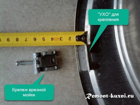 крепление врезной мойки