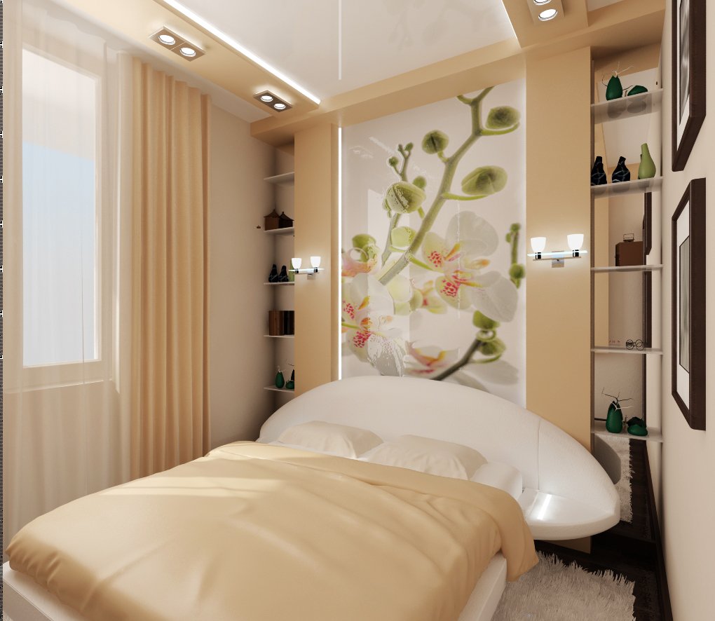 дизайн маленькой спальни светлые оттенки