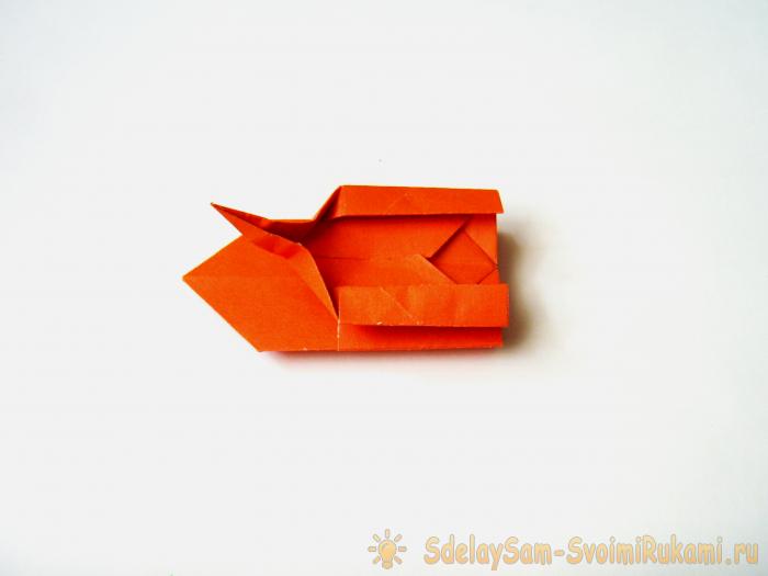 Бумажная коробочка оригами в виде котика