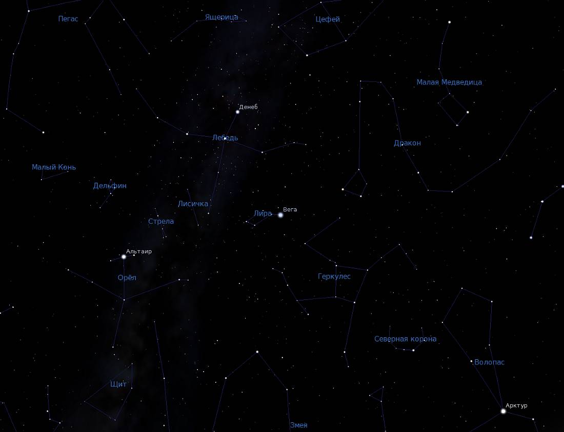 Созвездия - снимок из программы планетария